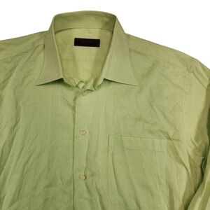 Bresciani Green Dress Shirt Mens 15.5 Classic Fit Made in Italy Cotton